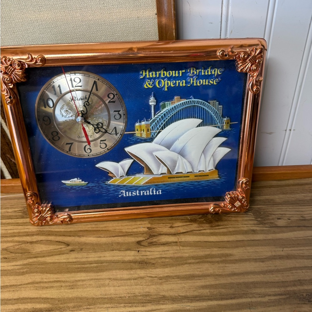 Vintage Australia Wall Clock with Faux Copper Frame